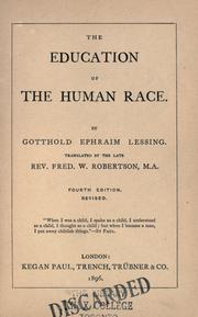 Front cover of Die Erziehung des Menschengeschlechts by Gotthold Ephraim Lessing