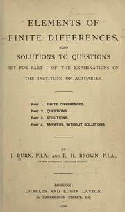 Front cover of Elements of finite differences by Burn, Joseph Sir