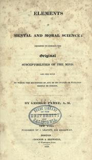 Front cover of Elements of mental and moral science by George Payne