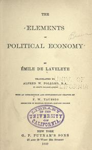 Cover of The elements of political economy by Emile de Laveleye