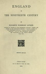 Front cover of England in the nineteenth century by Elizabeth Wormeley Latimer