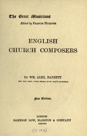 Front cover of English church composers by William Alexander Barrett