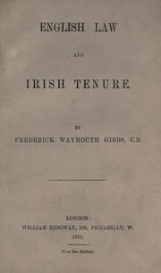 Front cover of English law and Irish tenure by Frederick Waymouth Gibbs