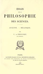 Front cover of Essais sur la philosophie des sciences by Charles Louis de Saulses de Freycinet