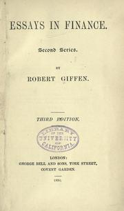 Cover of Essays in finance by Giffen, Robert Sir