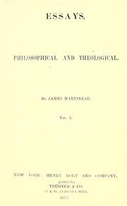 Front cover of Essays, philosophical and theological by James Martineau