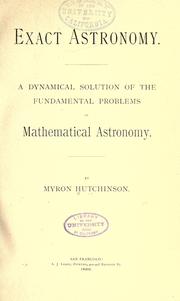 Cover of Exact astronomy by Myron Hutchinson