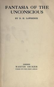 Front cover of Fantasia of the unconscious by D. H. Lawrence