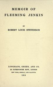 Front cover of Memoir of Fleeming Jenkin by Robert Louis Stevenson