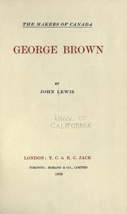 Cover of George Brown by Lewis, John