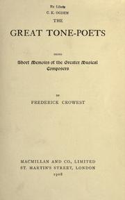 Front cover of The great tone-poets by Frederick James Crowest