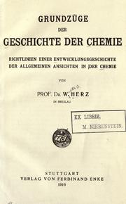 Front cover of Grundzüge der Geschichte der Chemie by Walter Georg Herz