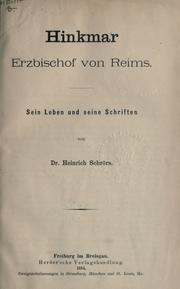 Front cover of Hinkmar, Erzbischof von Reims by Heinrich Schrörs