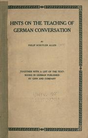 Front cover of Hints on the teaching of German conversation by Philip Schuyler Allen