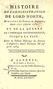 Cover of Histoire de l'administration de Lord North by Michel René Hilliard d'Auberteuil
