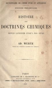 Cover of Histoire des doctrines chimiques depuis Lavoisier jusqu'à nos jours by Charles Adolphe Wurtz