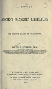 Front cover of History of ancient Sanskrit literature by F. Max Müller
