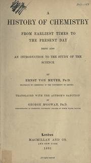 Front cover of A history of chemistry from earliest times to the present day by Ernst Sigismund Christian von Meyer