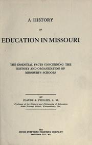 Cover of A history of education in Missouri by Claude Anderson Phillips