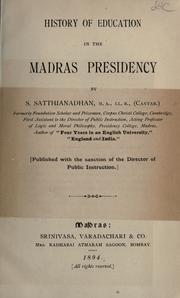 Front cover of History of education in the Madras Presidency by S. Satthianadhan