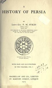 Front cover of A history of Persia by Sir Percy Molesworth Sykes