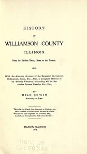 Front cover of History of Williamson county, Illinois by Milo Erwin