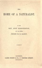Front cover of The home of a naturalist by Biot Edmondston