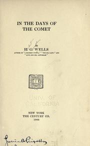 Front cover of In the days of the comet by H. G. Wells