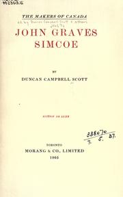 Cover of John Graves Simcoe by Duncan Campbell Scott