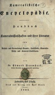 Front cover of Kameralistische Encyclopädie by Eduard Baumstark
