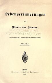 Cover of Lebenserinnerungen by Werner von Siemens
