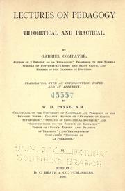 Cover of Lectures on pedagogy: theoretical and practical by Gabriel Compayré