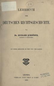 Cover of Lehrbuch der deutschen Rechtsgeschichte by Richard Schröder