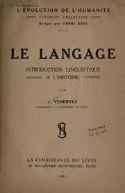Cover of Le langage by J. Vendryes