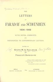 Front cover of The letters of Faraday and Schoenbein, 1836-1862 by Michael Faraday