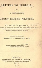 Front cover of Letters to Eugenia by Paul Henri Thiry baron d'Holbach