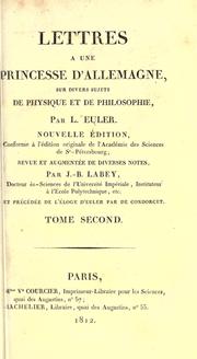 Front cover of Lettres à une princesse d'Allemagne sur divers sujets de physique et de philosophie by Leonhard Euler