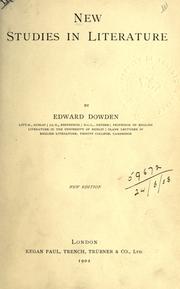Front cover of New studies in literature by Dowden, Edward