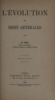 Front cover of L' évolution des idées générales by Théodule Armand Ribot