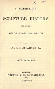 Front cover of A manual of Scripture history by Louis Barnett Abrahams
