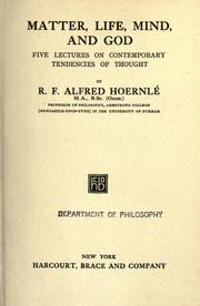 Cover of Matter, life, mind, and God by Reinhold Friedrich Alfred Hoernlé