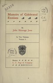 Cover of Memoirs of celebrated Etonians by Jesse, John Heneage