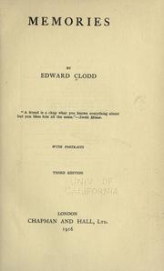 Cover of Memories by Edward Clodd