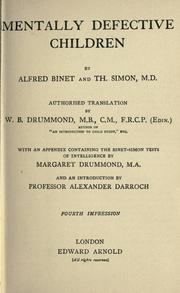 Cover of Mentally Defective Children by Alfred Binet