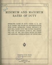 Cover of Minimum and maximum rates of duty .. by United States. Congress. Senate. Committee on Finance