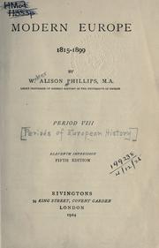 Front cover of Modern Europe, 1815-1899 by W. Alison Phillips