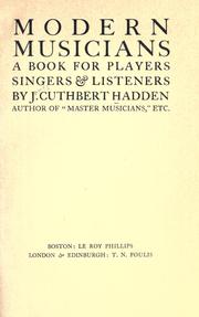 Cover of Modern musicians by J. Cuthbert Hadden