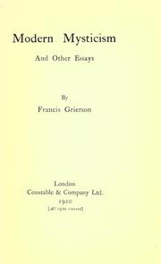 Cover of Modern mysticism by Francis Grierson