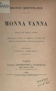Cover of Monna Vanna by Maurice Maeterlinck