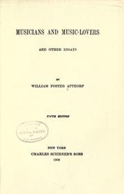 Front cover of Musicians and music-lovers, and other essays by William Foster Apthorp